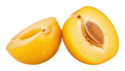 Juicy yellow plums fresh market food bright isolated on transparent background