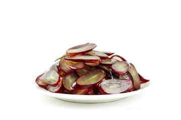 Fresh Sliced Beets on White Plate - Clean Food Photography