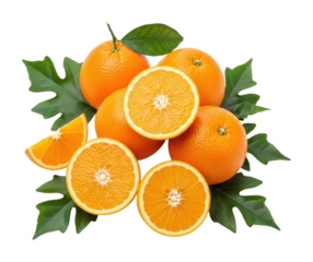 Fresh oranges arrangement kitchen food bright isolated on transparent background