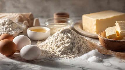 Baking ingredients ready for preparation.