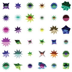 Collection of colorful abstract star and geometric shape icons