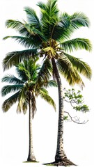 Obraz premium Two tall palm trees against a bright white background (1)