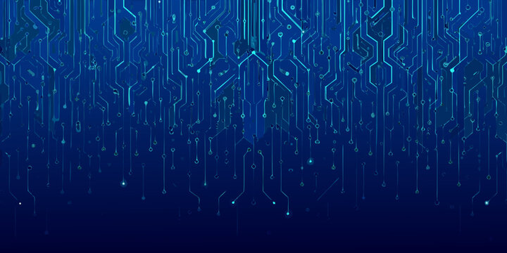 Abstract blue circuit board technology background with glowing connections