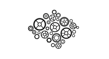 Fototapeta premium Intricate arrangement of diverse gears symbolizing teamwork and mechanical complexity