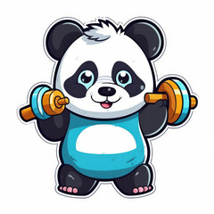 Panda sticker lifting barbells while showing off her chubby body. #nice #cute