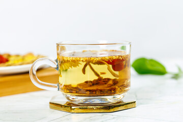 Traditional Chinese Herbal Tea with Chrysanthemums and Wolfberries