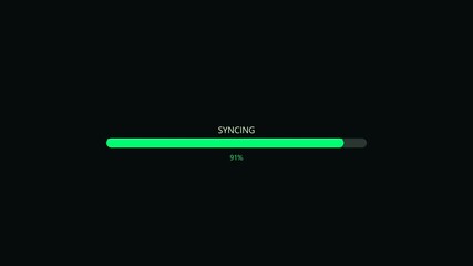 High quality design element video showing syncing progress at 91 percent in a digital layout suitable for website design