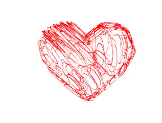 Red Paint Brush Stroke Hearts Isolated on White Background