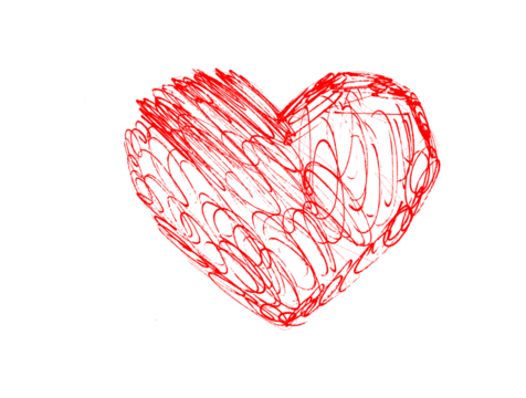 Red Paint Brush Stroke Hearts Isolated on White Background - Powered by Adobe