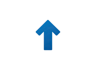 Vibrant blue arrow pointing upwards on a stark black background