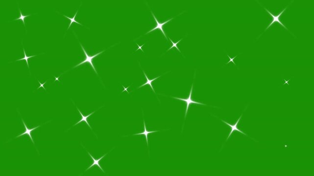 Twinkle stars glow motion, cartoon animation blinking stars, Shining stars and sparkle twinkle light background 4k on green screen background