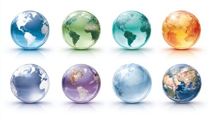 High-resolution globe and website icon set isolated on white background, modern flat design illustration for digital interfaces, web design, ui projects, and app development