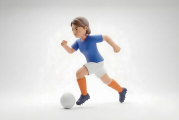 Fototapeta premium Energetic Female Soccer Player Dribbling Ball