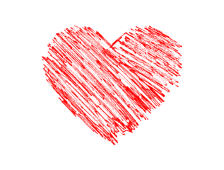 Red Paint Brush Stroke Hearts Isolated on White Background