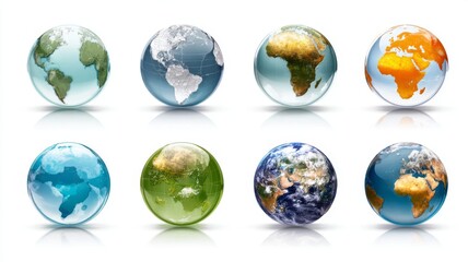 High-resolution globe and website icon set isolated on white background, modern flat design illustration for digital interfaces, web design, ui projects, and app development