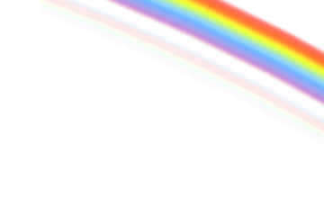 Bright diagonal rainbow band streaming from the top right with faint pastel echoes below, vivid stripes softening into luminous white, creating a dynamic, playful, and dreamlike abstract sky.