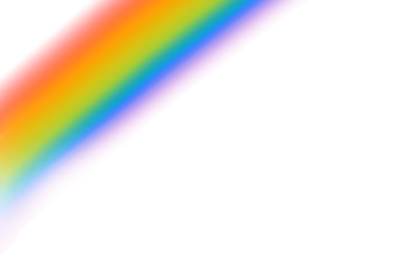 Soft rainbow beam emerging from the upper left, intensely colored bands dissolving into misty white space, giving sense motion, warmth, and gentle optimism in a clean, modern abstract sky composition