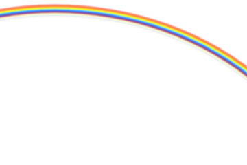 Graceful rainbow arch extending from left to right across a pristine white backdrop, crisp twin bands with a gentle glow suggesting clarity, balance, and a modern minimalist celebration of color and l