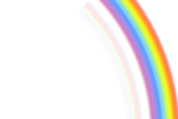 Radiant rainbow cascade curving from the upper right, vivid bands with soft pastel echoes fading into white, creating a dreamy, energetic yet gentle abstract sky-inspired minimalist background design
