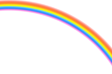 Brilliant sweeping rainbow arc stretching from left to right across a pristine white sky, intense bands with soft outer glow forming a vibrant, playful, and modern minimalist celebration of color and 