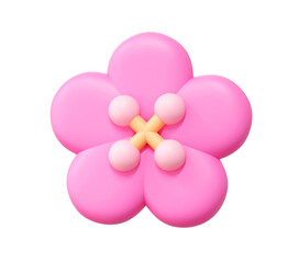 3D Pink Flower Blossom Plum Cherry Sakura Icon