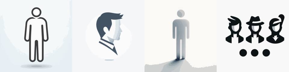 VECTOR CHARACTER SILHOUETTE BACKGROUND WHITE FLAT DESIGN