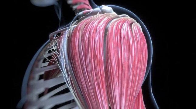 Compressed nerve in human shoulder anatomy 3D animation