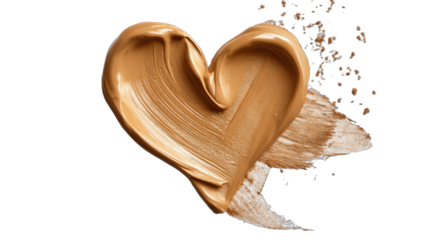 Liquid makeup swirled into a heart shape on black