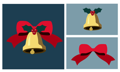 クリスマスベルとリボンのイラスト素材