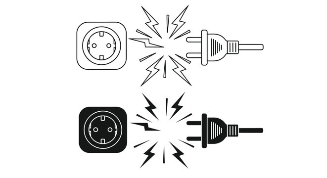 Electric plug and socket connections with lightning sparks