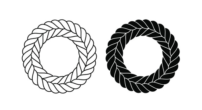 Modern rope circle designs in black and white