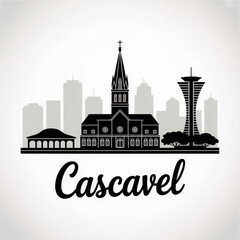 Fototapeta premium Cascavel Skyline Silhouette — The Western Paraná Brazil Hub City Vector Illustration