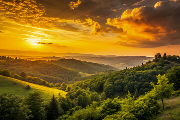 Fototapeta premium sunset in the mountains