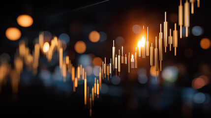 Illuminated Market Dynamics: A mesmerizing view of market data with a glowing display of financial graphs, against a dark backdrop. The composition suggests the pulse of market in the financial world.