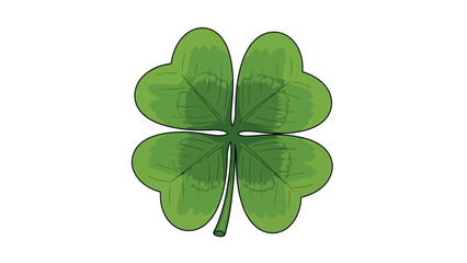 Fototapeta premium Vibrant hand-drawn illustration of a four-leaf clover, a classic symbol of good luck, fortune, and prosperity, ideal for designs related to hope, nature, and positive outcomes