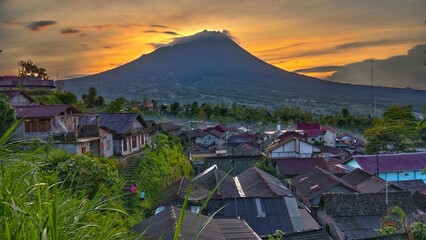 sunrise in the mount merapi, magelang, jawa tengah, indonesia