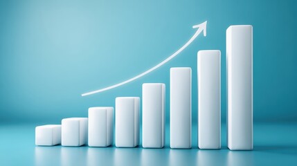 Financial Literacy Initiative Concept. A modern graphic showing ascending bar charts against a blue background, symbolizing growth and progress.