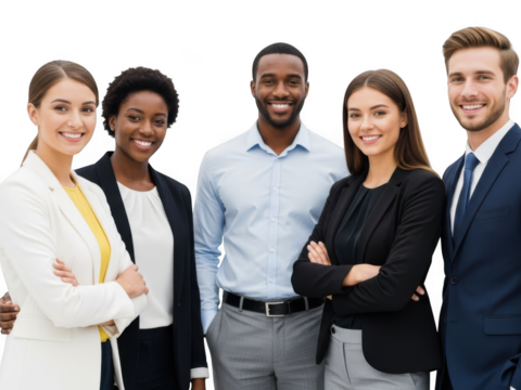 Happy diverse business team smiling with confidence and unity. - Powered by Adobe