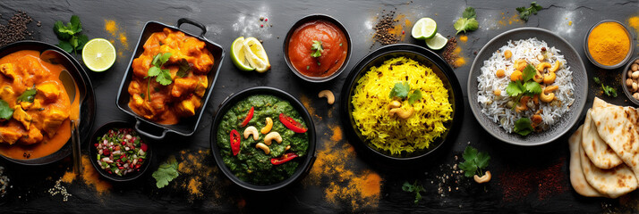 Authentic Indian Cuisine Feast with Variety of Dishes