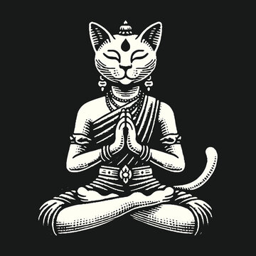 Meditating Cat in Lotus Position: Spiritual Enlightenment.