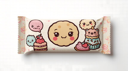 Colorful Candy Package with Animal and Food Faces – Whimsical Japanese-Inspired Design