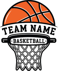 Retro Basketball Hoop Emblem Logo Template Vector