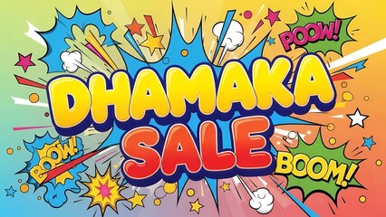 Dhamaaka sale comic style banner for promotion