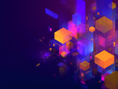 Abstract low poly pattern with bright color blocks, perfect for digital slides and app interface