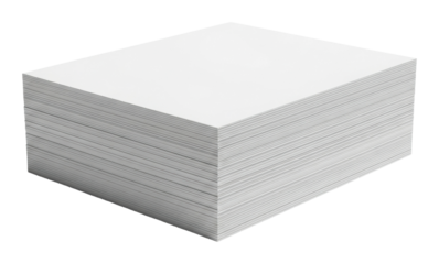 Stack of blank paper sheets office product display minimalist isolated on transparent background