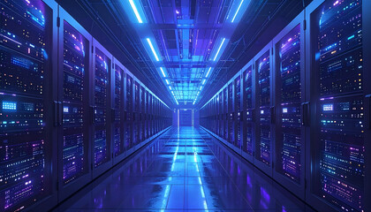 Data Center Server Room Infrastructure Technology Concept.
