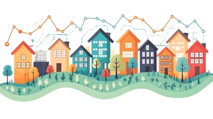 Financial growth chart highlighting real estate investments and returns