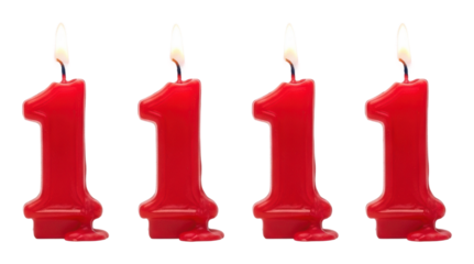 111 years of festive atmosphere red candle display event isolated on transparent background