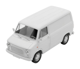 Classic white van model display top view isolated on transparent background