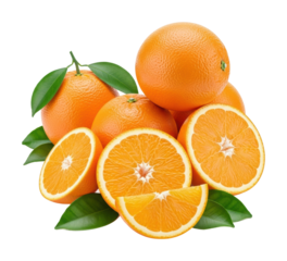 Fresh oranges displayed fruit market food bright isolated on transparent background